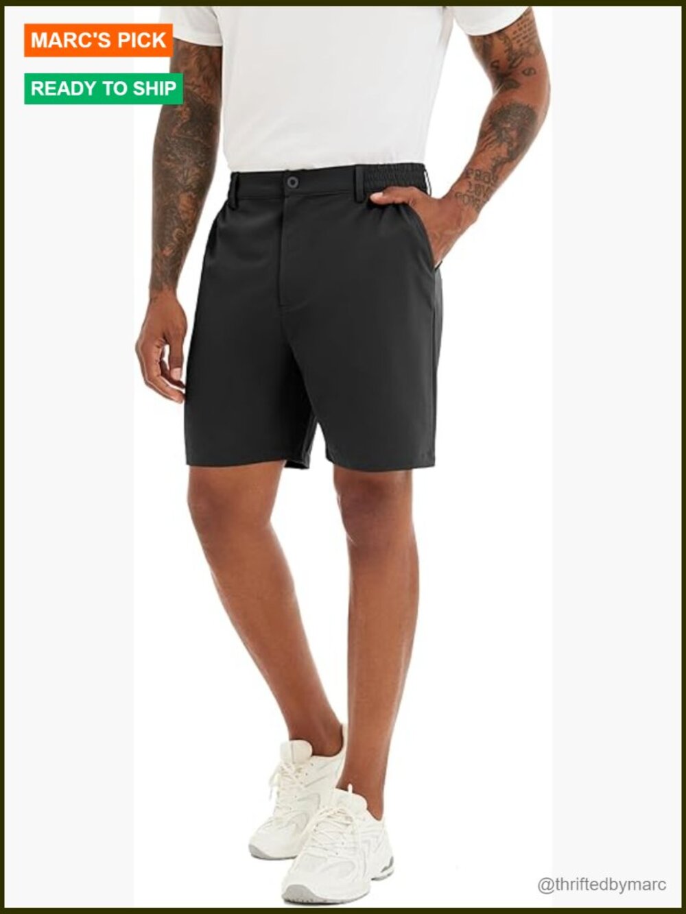 Men's 7" Flat Front Golf Shorts, Stretch Quick Dry, Upf 50+ Water Resistant